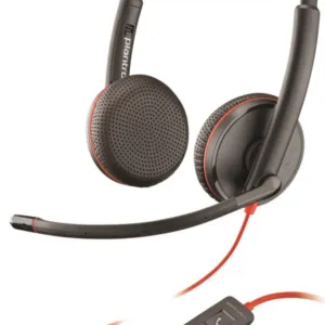 Слушалки с микрофон Poly Blackwire 3225 Stereo USB-C Headset+3.5mm Plug + USB-C/A Adapter