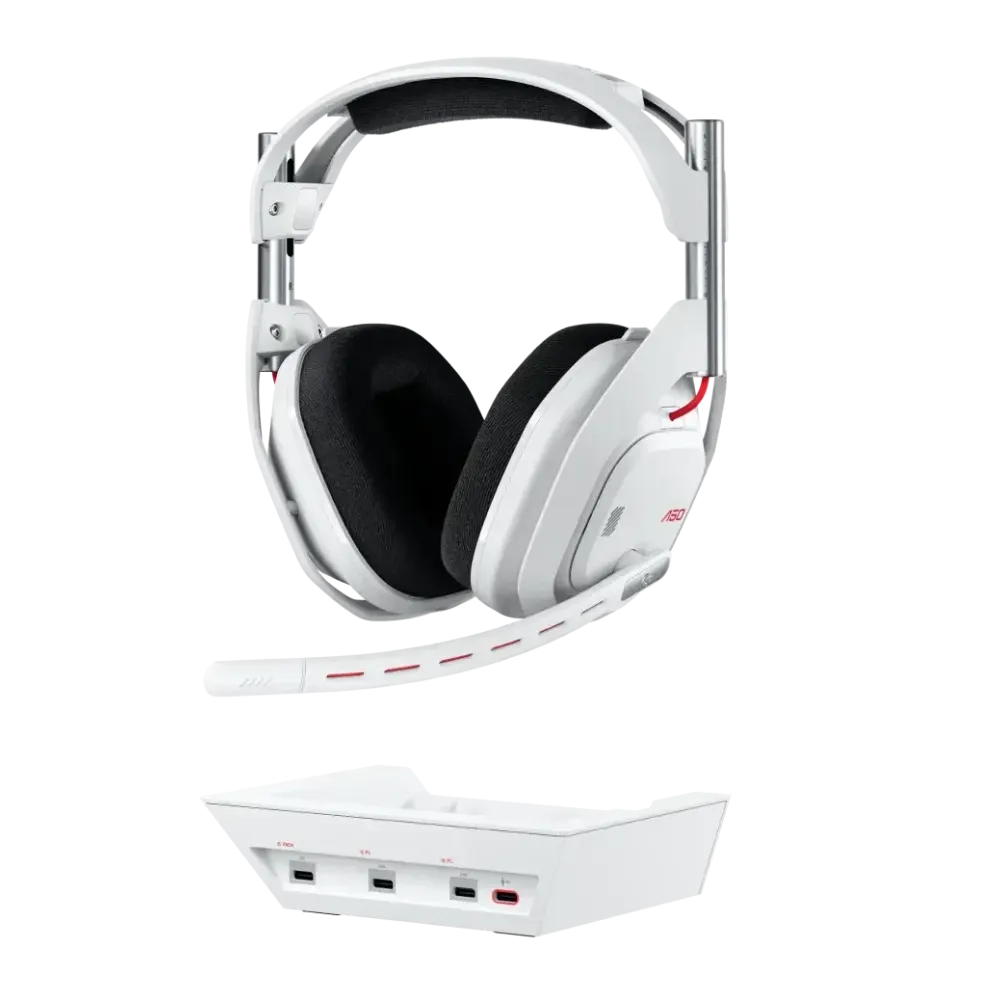 Logitech Astro A50 Lightspeed безжични слушалки с докинг станция, Бели