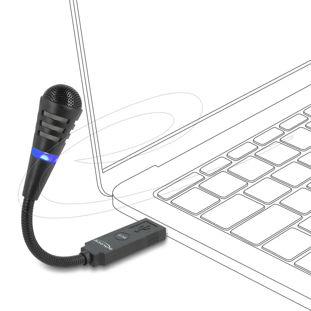 Микрофон с гъвкаво рамо Delock 66499 - USB и Mute бутон