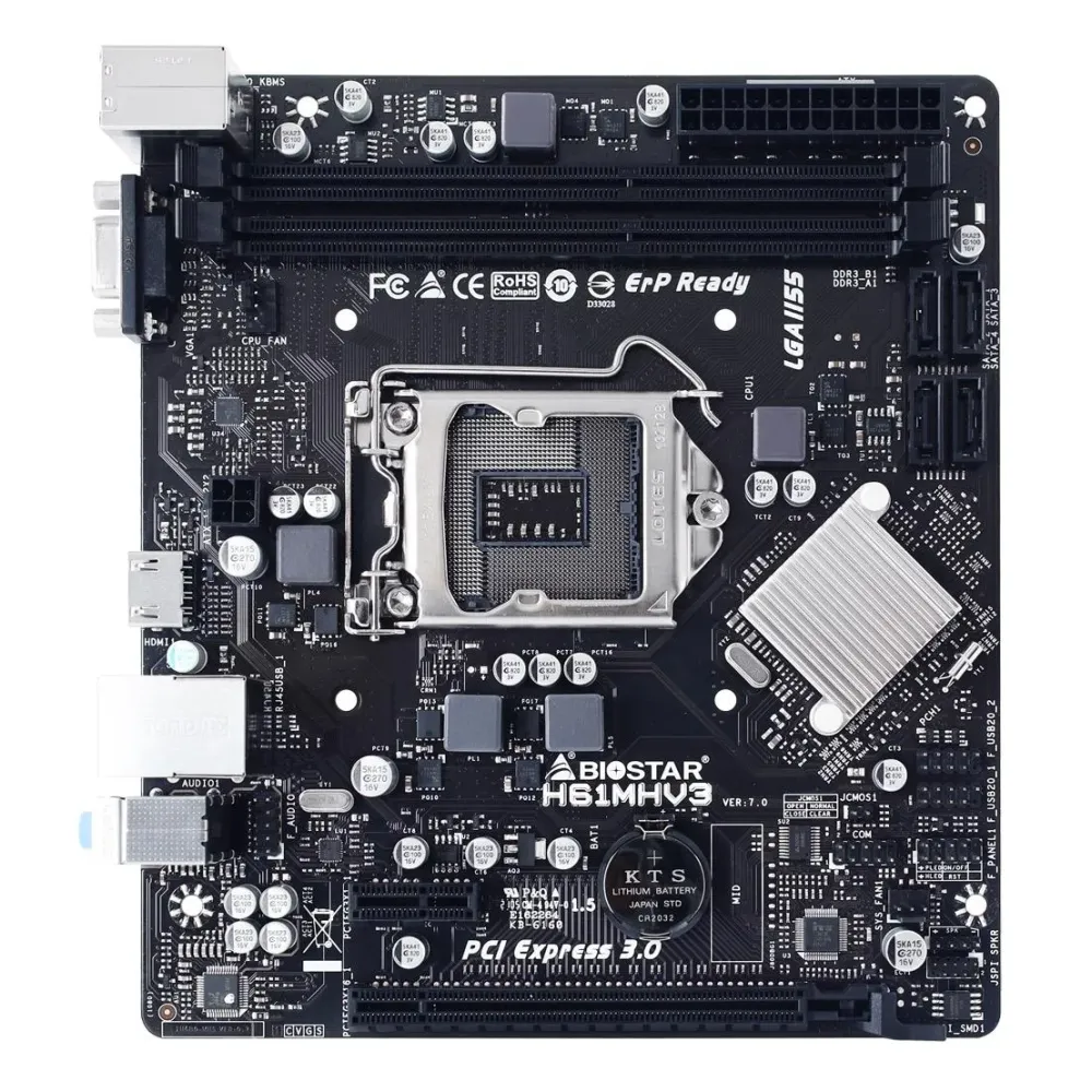 Дънна платка BIOSTAR H61MHV3, Intel H61, sock. 1155, Ver 7.0 Дънна платка BIOSTAR H61MHV3, Intel H61, sock. 1155, Ver 7.0