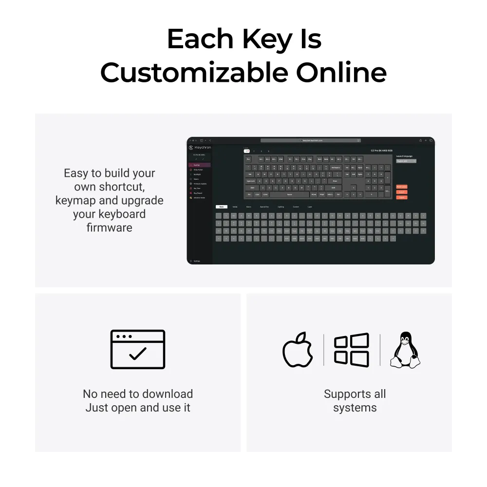 Геймърска Механична клавиатура Keychron C2 Pro 8K QMK - Super Red Switch, Full Size Геймърска Механична клавиатура Keychron C2 Pro 8K QMK - Super Red Switch, Full Size