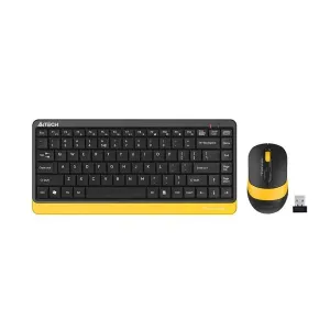 Комплект клавиатура и мишка A4TECH Fstyler FG1110, Безжичен, Черен/Жълт