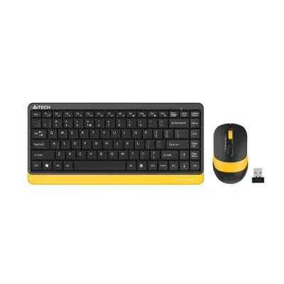 Комплект клавиатура и мишка A4TECH Fstyler FG1110, Безжичен, Черен/Жълт