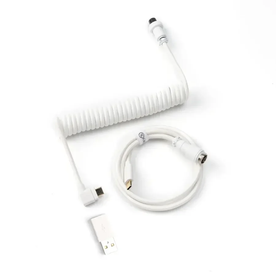 Кабел за клавиатура Keychron Coiled Aviator Cable Angled USB-C - White Кабел за клавиатура Keychron Coiled Aviator Cable Angled USB-C - White