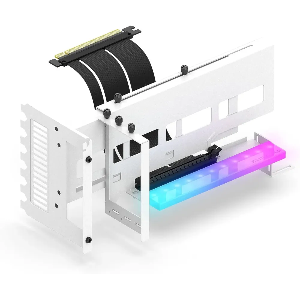 Брекет за вертикален монтаж на GPU EZDIY-FAB ARGB PCIe 4.0 Riser Cable 90° Брекет за вертикален монтаж на GPU EZDIY-FAB ARGB PCIe 4.0 Riser Cable 90°