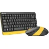 Комплект клавиатура и мишка A4TECH Fstyler FG1110, Безжичен, Черен/Жълт