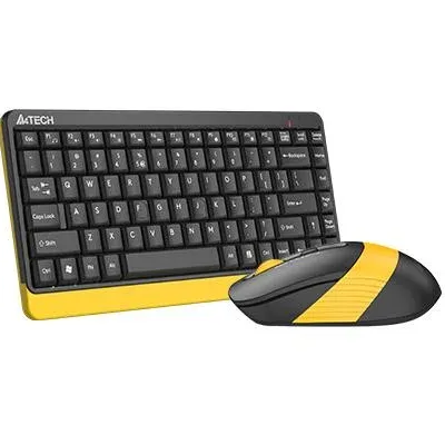 Комплект клавиатура и мишка A4TECH Fstyler FG1110, Безжичен, Черен/Жълт