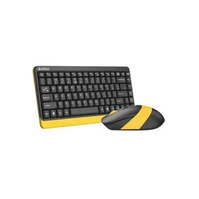 Комплект клавиатура и мишка A4TECH Fstyler FG1110, Безжичен, Черен/Жълт