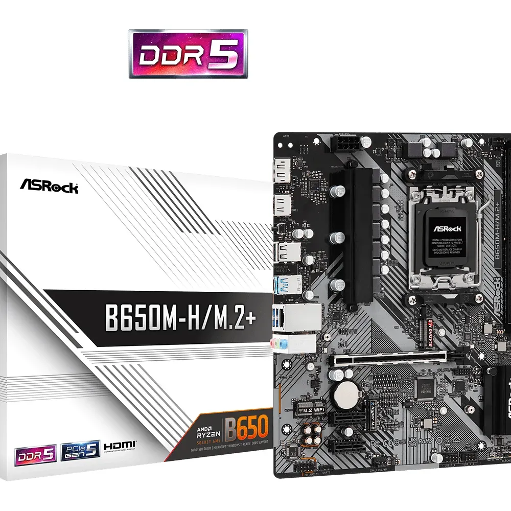 Дънна платка ASROCK B650M-H/M.2+, Socket AM5, 2xDDR5 Дънна платка ASROCK B650M-H/M.2+, Socket AM5, 2xDDR5
