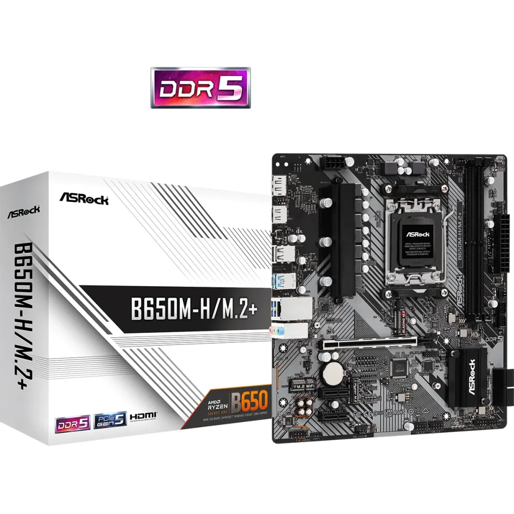 Дънна платка ASROCK B650M-H/M.2+, Socket AM5, 2xDDR5 Дънна платка ASROCK B650M-H/M.2+, Socket AM5, 2xDDR5