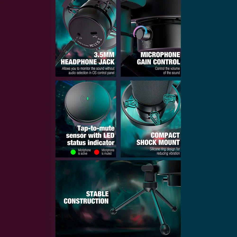 Настолен микрофон FIFINE A8V RGB - Black