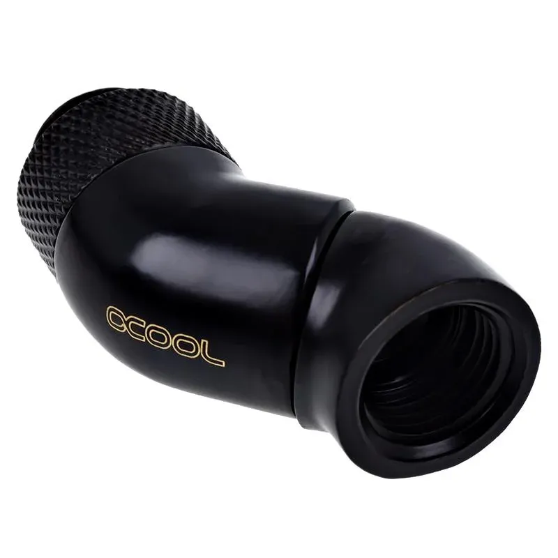 Ъглов адаптер Alphacool Eiszapfen, 2 x 45°, G1/4 външна към G1/4 вътрешна резба, Черен мат