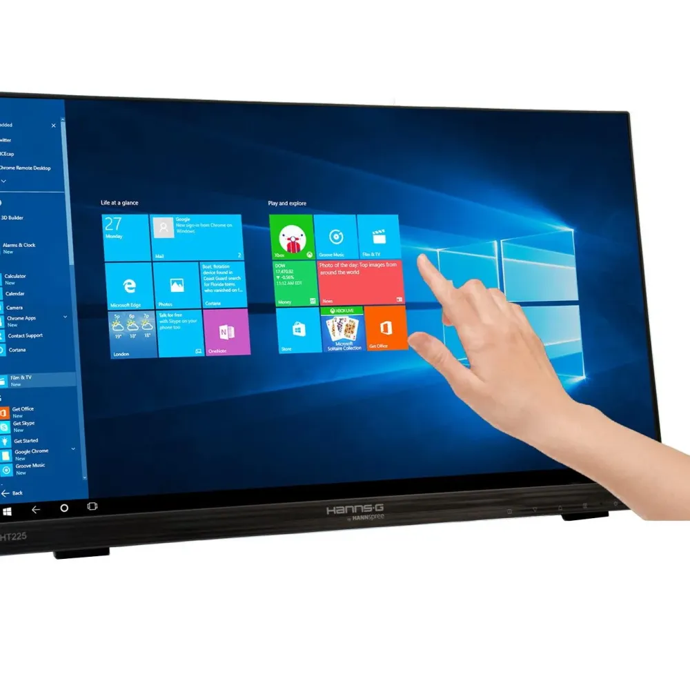 Тъч монитор HANNSPREE HT225HPB, LED, 21.5 inch, Wide, Full HD, Display Port, VGA, HDMI, Черен