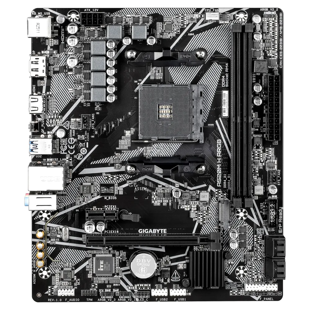 Дънна платка GIGABYTE A520M H ARGB, Socket AM4