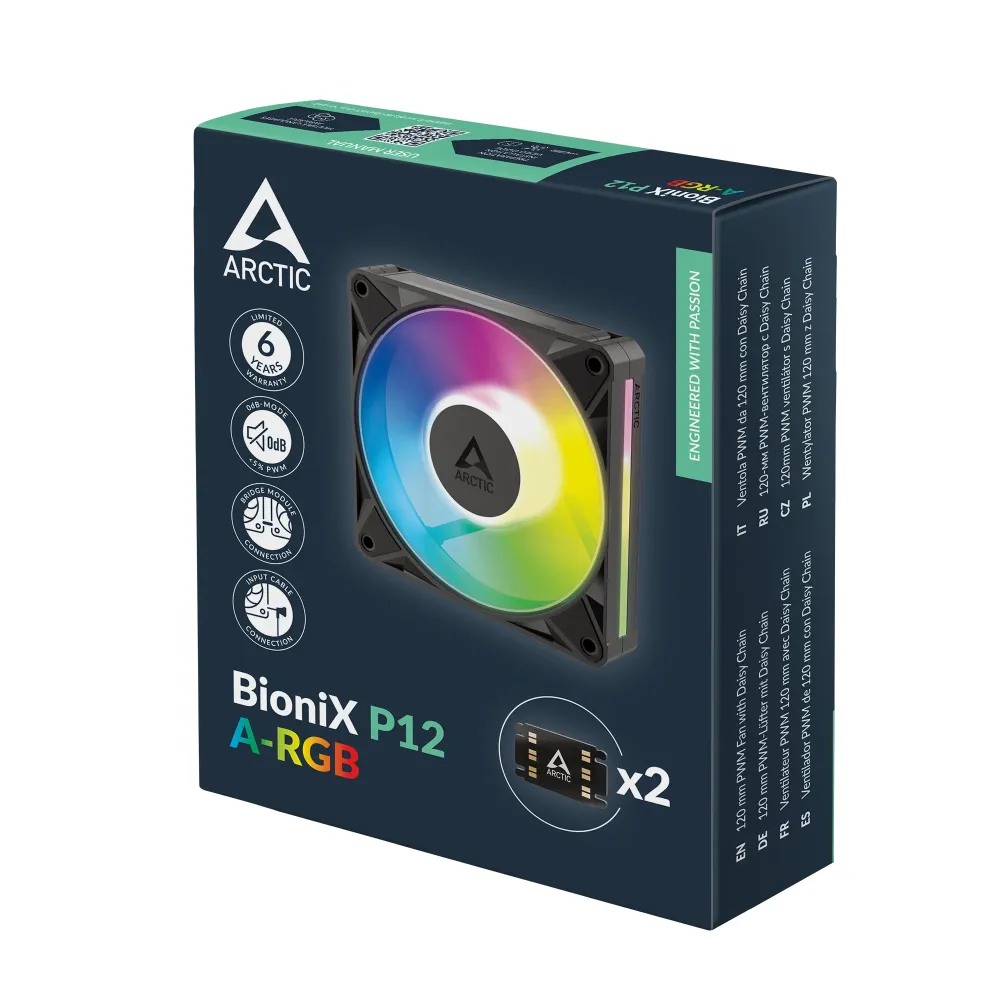 Вентилатор ARCTIC BioniX P12 A-RGB PWM 120mm Daisy Chain - Черен Вентилатор ARCTIC BioniX P12 A-RGB PWM 120mm Daisy Chain - Черен