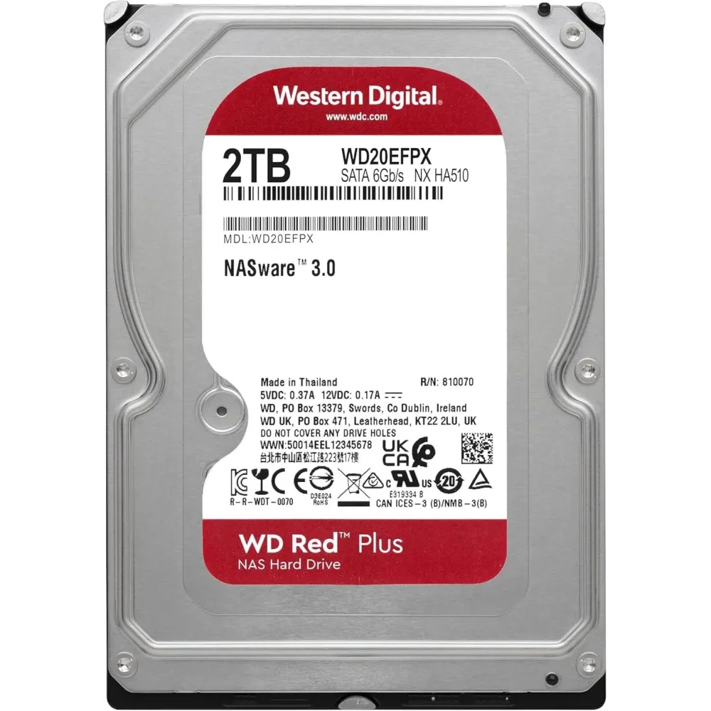 Хард диск WD Red PLUS NAS, 2TB, 5400rpm, 128MB, SATA 3
