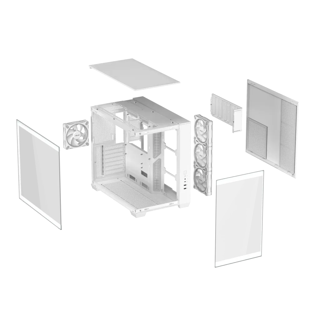 Кутия ASUS A32 PLUS Tempered Glass + 4 ARGB Вентилатора - White