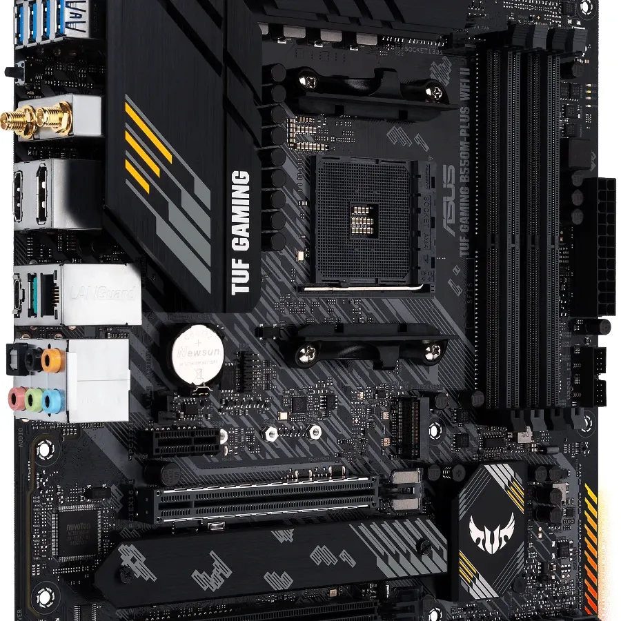 Дънна платка ASUS TUF GAMING B550M-PLUS WIFI II, AMD AM4, micro ATX, 4x DDR4, dual M.2, Wi-Fi 6, PCIe 4.0, Aura Sync RGB