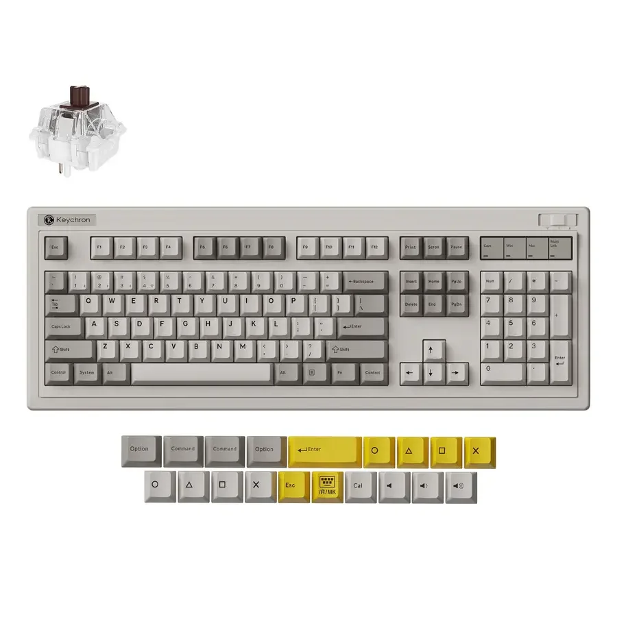 Безжична механичка клавиатура Keychron R6 QMK Retro - Super Brown Switch Безжична механичка клавиатура Keychron R6 QMK Retro - Super Brown Switch