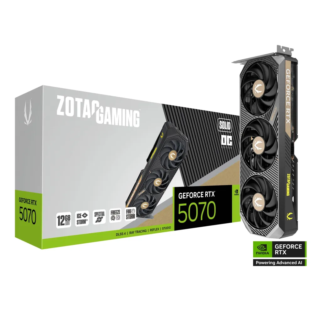 Видео карта ZOTAC GAMING RTX 5070 Solid OC 12GB GDDR7 Видео карта ZOTAC GAMING RTX 5070 Solid OC 12GB GDDR7