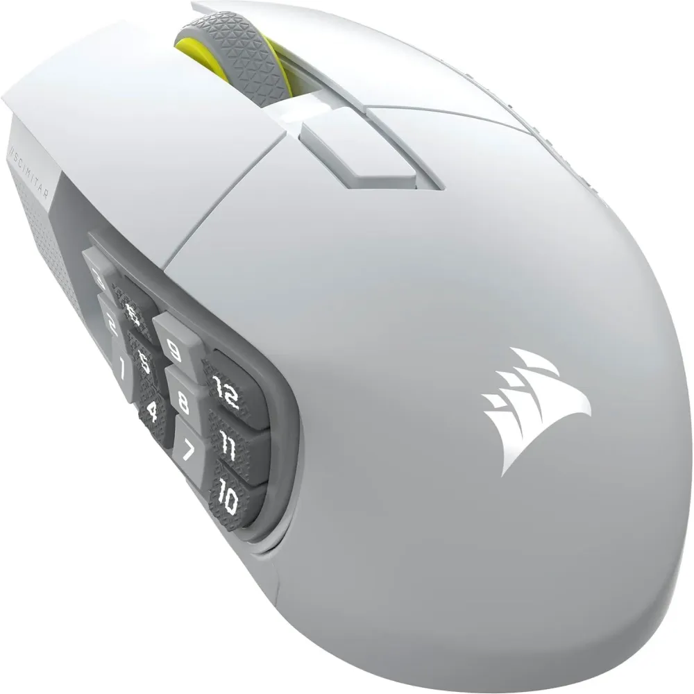 Геймърскa оптична мишка CORSAIR SCIMITAR ELITE WIRELESS SE White, 33000 DPI