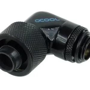 Компресионен фитинг Alphacool, 16/10 - G1/4, 90°, Въртящ се, Черен мат