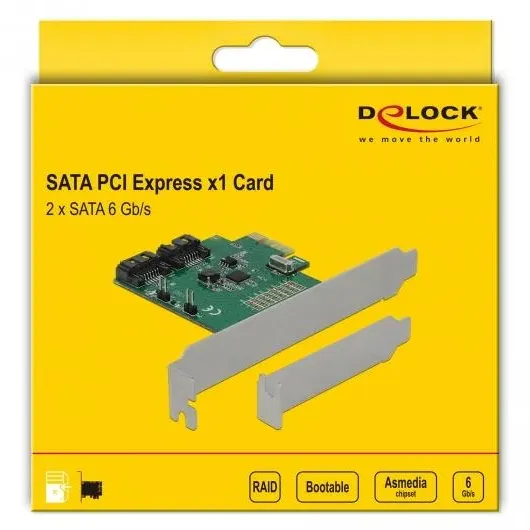 Карта Delock, PCI Express x1 към 2 port SATA, RAID