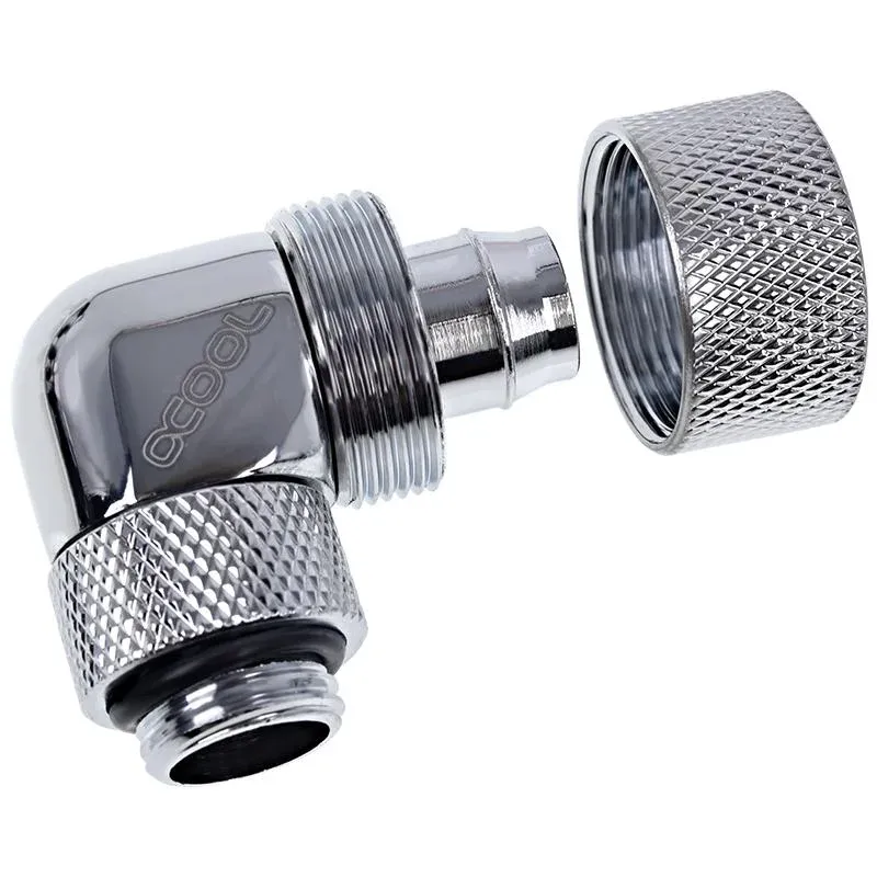 Фитинг Alphacool Eiszapfen, Удължител, 90°, 16/10mm, G1/4, Сребрист