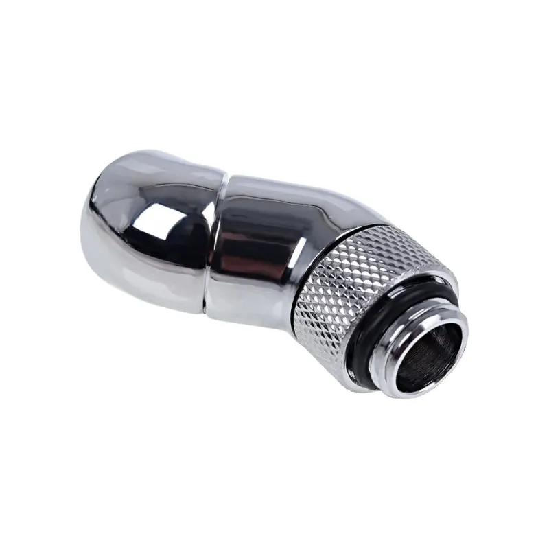 Ъглов адаптер Alphacool Eiszapfen, 2 x 45°, G1/4 външна към G1/4 вътрешна резба, Сребрист Ъглов адаптер Alphacool Eiszapfen, 2 x 45°, G1/4 външна към G1/4 вътрешна резба, Сребрист