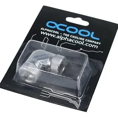 Адаптер Alphacool HF, L-конектор 90°, G1/4 - G1/4, Вътрешна резба, Сребрист