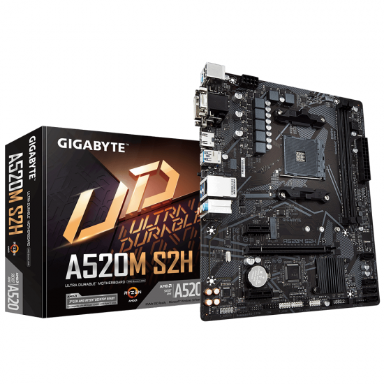 Дънна платка GIGABYTE A520M-S2H, Socket AM4, mATX, 2xDDR4, M.2 