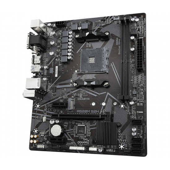 Дънна платка GIGABYTE A520M-S2H, Socket AM4, mATX, 2xDDR4, M.2 