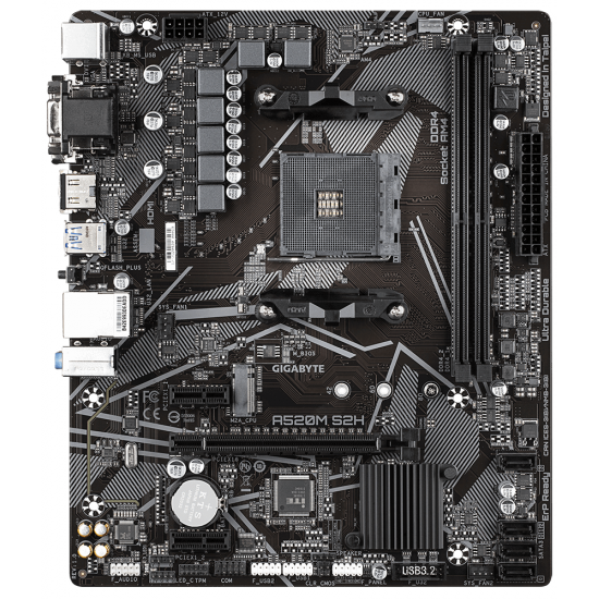 Дънна платка GIGABYTE A520M-S2H, Socket AM4, mATX, 2xDDR4, M.2 