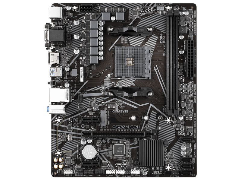 Дънна платка GIGABYTE A520M-S2H, Socket AM4, mATX, 2xDDR4, M.2 