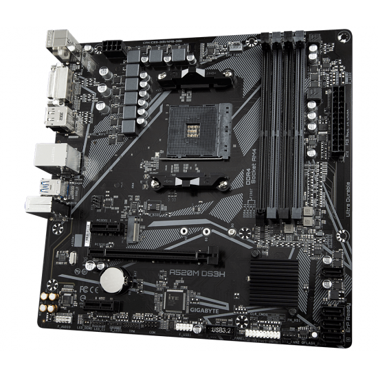 Дънна платка GIGABYTE A520M-DS3H V2, Socket AM4, mATX, 4xDDR4, M.2 