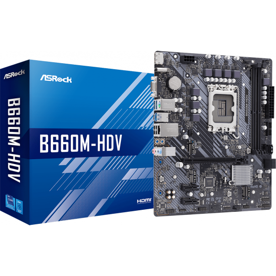 Дънна платка ASRock B660M-HDV, LGA1700, DDR4, mATX