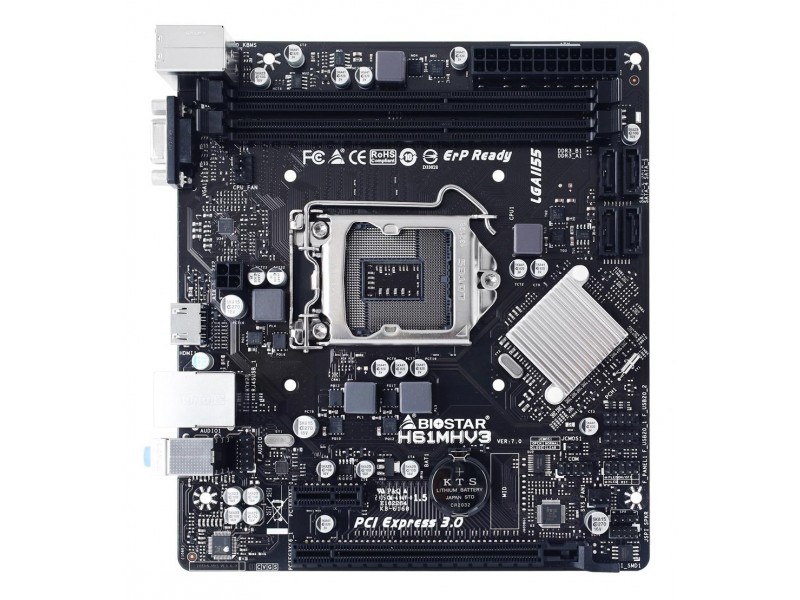 Дънна платка BIOSTAR H61MHV3, Intel H61, sock. 1155, Ver 7.0
