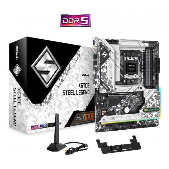 Дънна платка ASROCK X670E STEEL LEGEND, Socket AM5, ATX, 4xDDR5