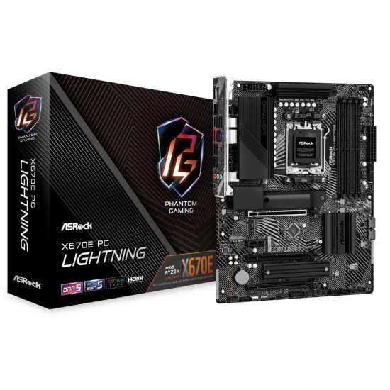 Дънна платка ASROCK X670E PG Lightning, Socket AM5, ATX, 4xDDR5