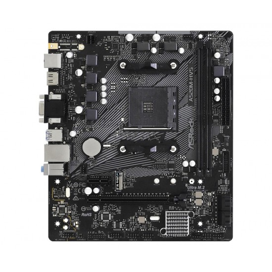 Дънна платка ASRock A520M-HVS, Socket AM4, mATX, 2xDDR4, M.2 NVMe