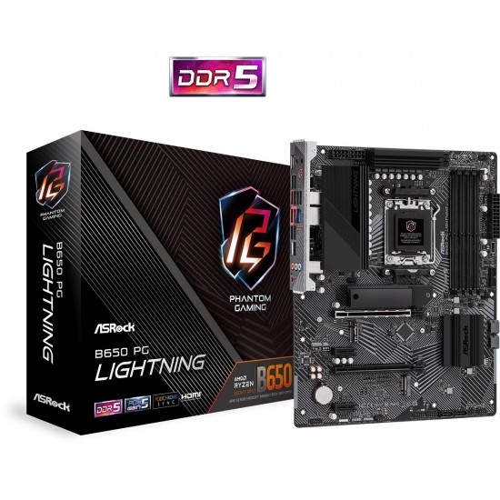 Дънна платка ASROCK B650 PG Lightning, Socket AM5, ATX, 4xDDR5