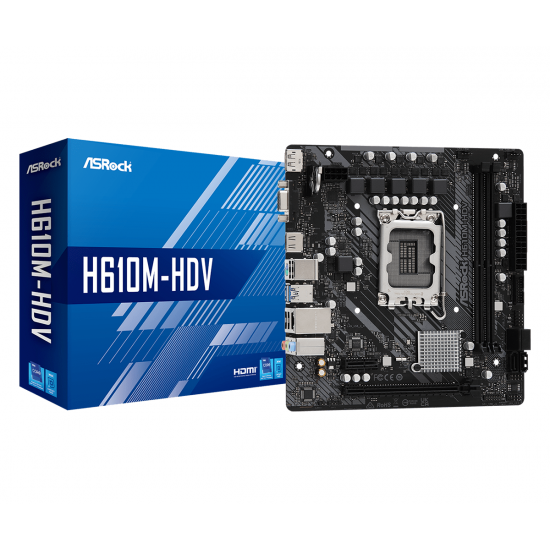 Дънна платка ASRock H610M-HDV, LGA1700, DDR4, mATX