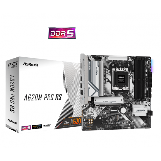 Дънна платка ASROCK A620M Pro RS, Socket AM5, mATX, 4xDDR5