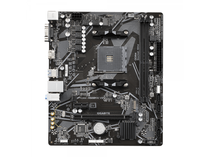 Дънна платка GIGABYTE A520M K V2, Socket AM4, mATX, 2xDDR4, M.2 NVMe