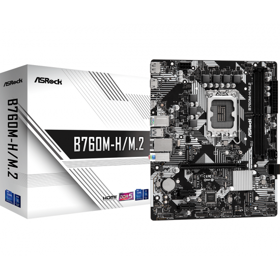 Дънна платка ASRock B760M-H/M.2, LGA1700, DDR5, mATX