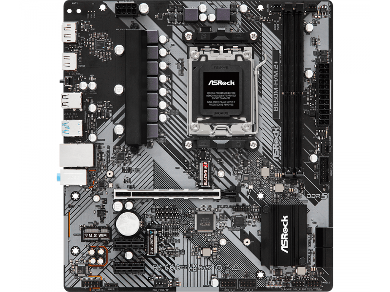 Дънна платка ASROCK B650M-H/M.2+, Socket AM5, 2xDDR5