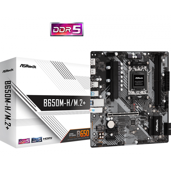 Дънна платка ASROCK B650M-H/M.2+, Socket AM5, 2xDDR5