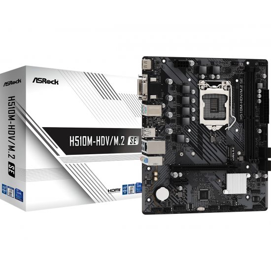 Дънна платка ASRock H510M-HDV/M.2 SE, LGA1200, DDR4, mATX