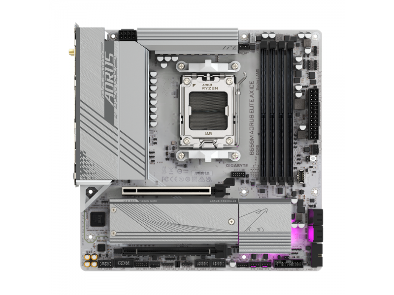 Дънна платка GIGABYTE B650M AORUS ELITE AX ICE, Socket AM5, Wi-Fi 6E, DDR5