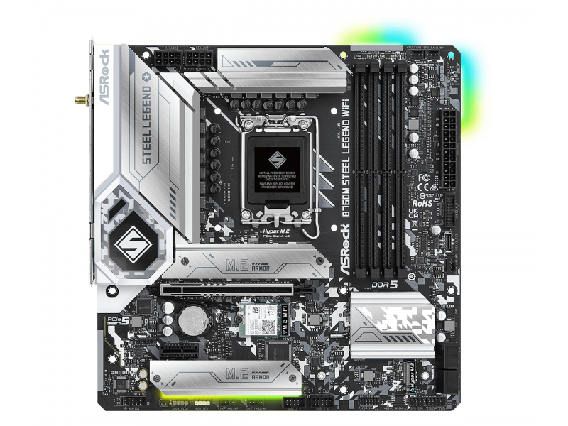 Дънна платка ASRock B760M Steel Legend WIFI, LGA1700, DDR5, mATX